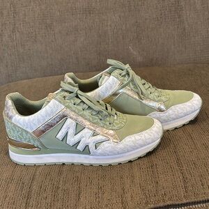 Michael Kors Green and Gold Sneakers with Trendy Design